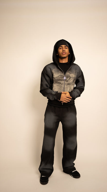 BLACK "AGONY IN THE GARDEN" ZIP-UP HOODIE