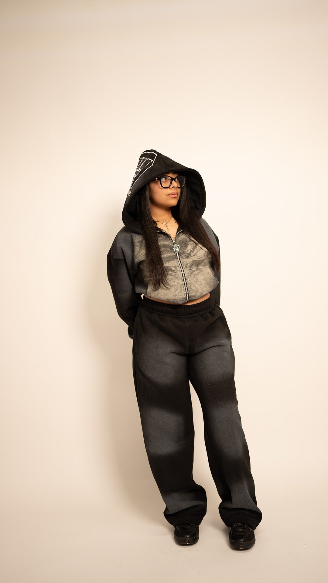 BLACK "AGONY IN THE GARDEN" ZIP-UP HOODIE