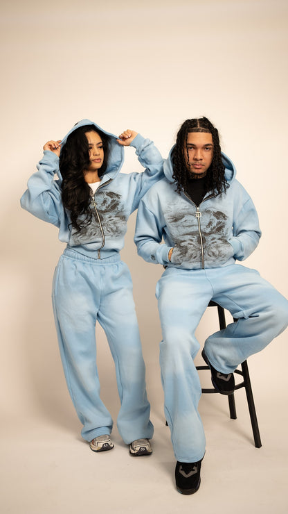 BLUE "AGONY IN THE GARDEN" ZIP UP HOODIE