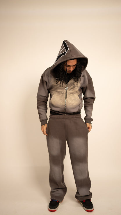 GREY "AGONY IN THE GARDEN" ZIP UP HOODIE
